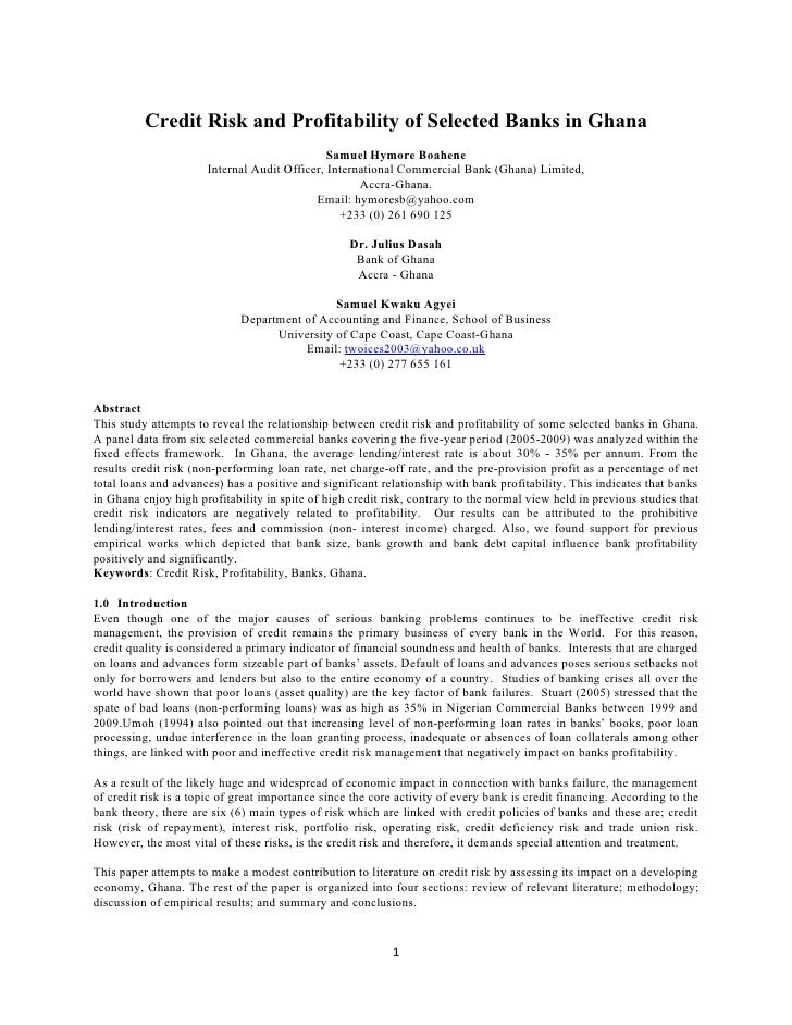 thesis on credit risk management in ghana